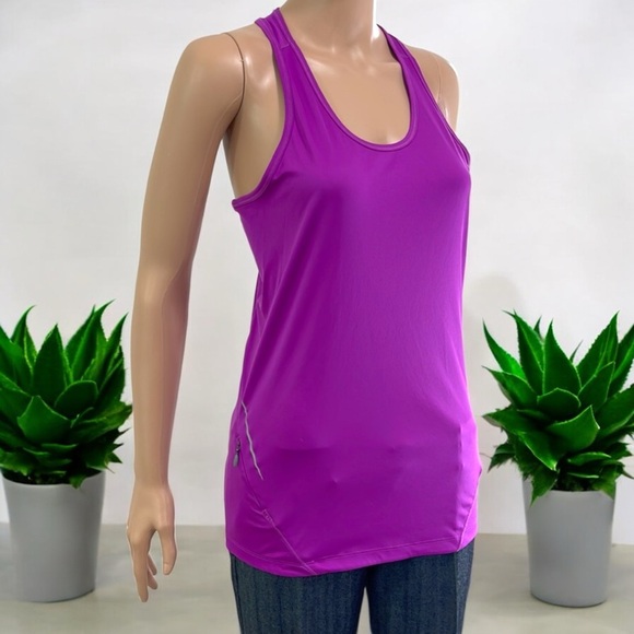 adidas Sequencials Dark Pink Fitted Tank with Side Zip Pocket - Picture 3 of 16